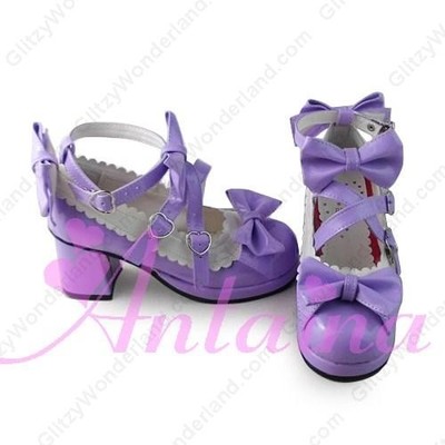 Glossy purple X white & 4.5cm heel + 1cm platform