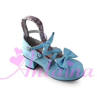 Glossy blue & 4.5cm heel + 1cm platform