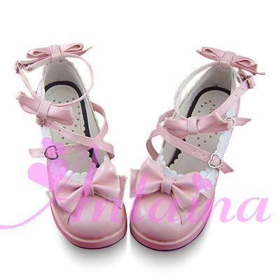 Glossy pink white & 6.3cm heel + 1cm platform