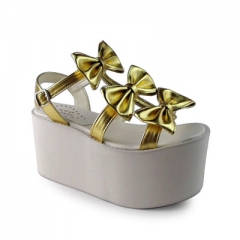 Antaina Sweet Slipsole High Platform Sandals Shoes With Three Cute Bows