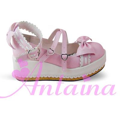 Matte pink with white & 5cm heel + 2.5cm platform
