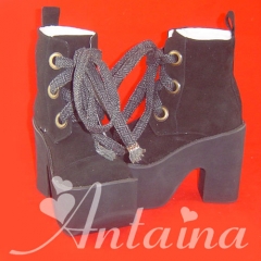 Antaina Black Suede High Platform Lolita Heel Shoes Boots