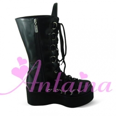 Antaina Steampunk Side Zippers Metal Buckles High Platform Boots