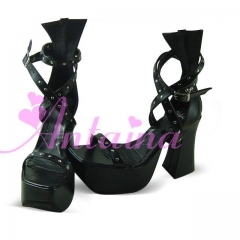 Antaina Black Punk Style Heel Shoes Sandals