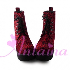 Antaina Leopard Suede High Platform Lolita Shoes Boots