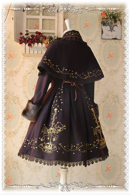 Infanta Carousel Embroidery Lolita Winter Coat + Cape Set
