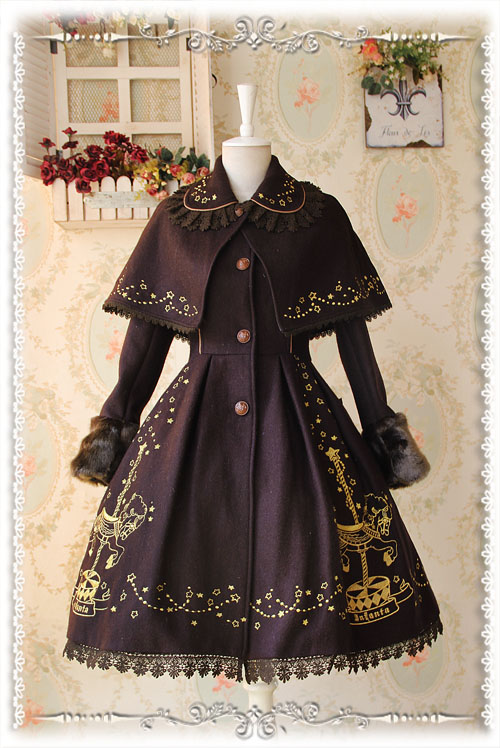 Infanta Carousel Embroidery Lolita Winter Coat + Cape Set