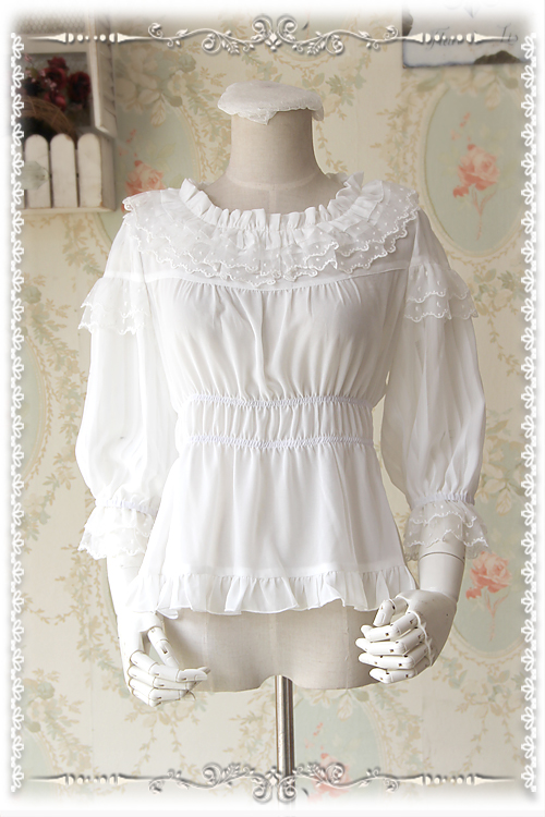 Infanta Sweet Chiffon Puff Sleeves Lolita Blouse