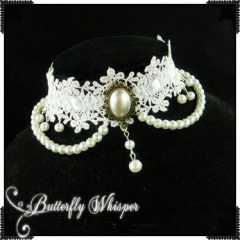 Vintage Beads White Lace Lolita Necklace