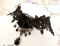 Black Lace Goth Flower Lolita Necklace