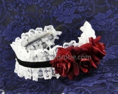 Maid Costume White Lace Wine Roses Lolita Headband