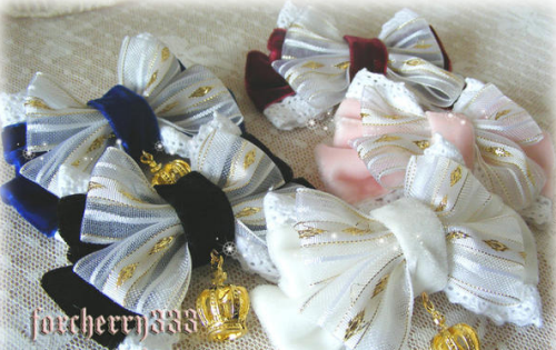 Sweet Golden Crown Bowknot Lolita Multicolor Hairpin