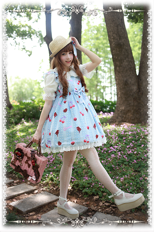 Infanta Q Candy Cherry Printed Chiffon High Waist Baby Doll Style ...