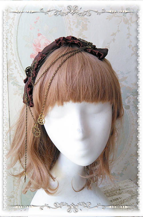 Infanta Steampunk Style Lolita Headbow with Gears Pendant Chains