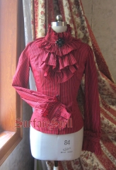 Surface Spell -Avalon- Striped Gothic High Collar Lolita Blouse - Customizable