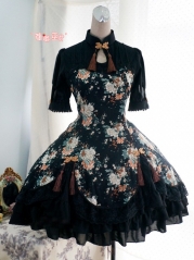 Strawberry Witch Peony Printed Qi Lolita OP Dress