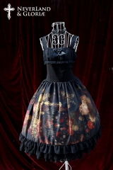 Neverland Lolita (SuffleSong) -Maiden's Secret Garden- Vintage Printed Chiffon Lolita Jumper Dress