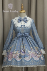 Sweet Loreley -Royal Bunnies- Sweet High Collar Long Sleeves Lolita OP Dress  (Closed)