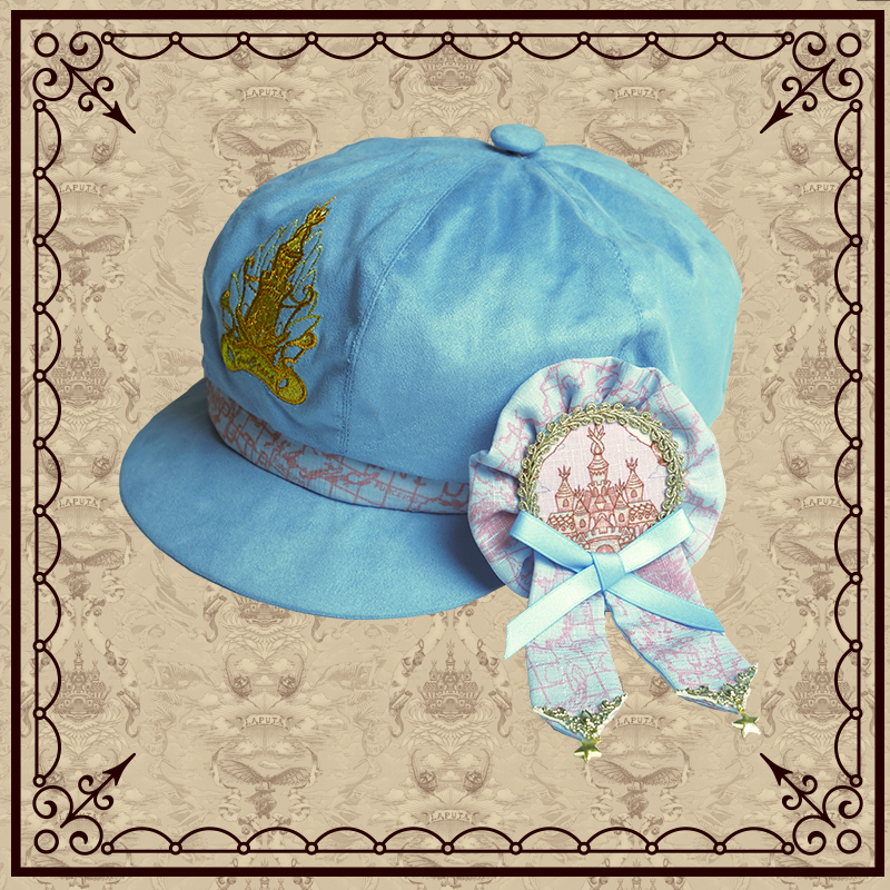 Light Blue Hat + Smoke Pink Rosette