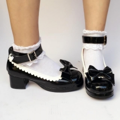 Sweet Black with White Lolita Heel Shoes