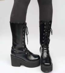 Black High Platform Lolita Boots