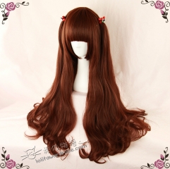 75cm Red Brown X Caramel Long Curly Lolita Wig