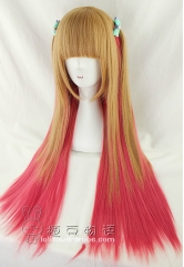 Harajuku Style 70cm Flax Brown X Red Gradient Lolita Straight Wig