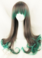 45cm Smoke Purple X Imperial Green Blend Lolita Curly Wig