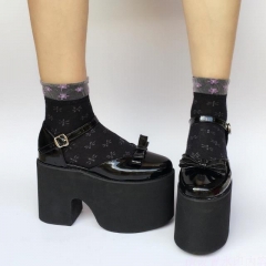 Matte Black Bodyline High Platform Lolita Shoes Sandals
