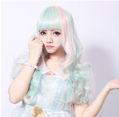 Harajuku Sweet Candy Colors Lolita Curly Wig with 2 Ponytails