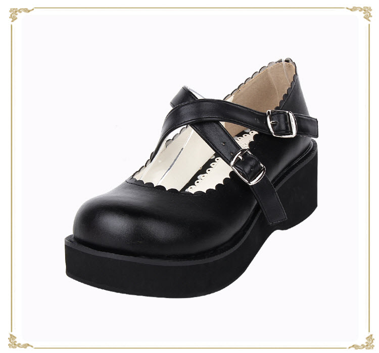 Black Straps Simple Style Lolita Shoes