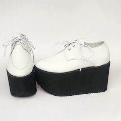 Punk Style White Leather High Platform Lolita Shoes