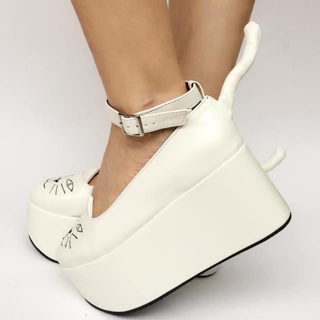 White & 8cm heel + 6cm platform