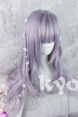 70cm Silver Gray X Purple Blend Lolita Curly Wig