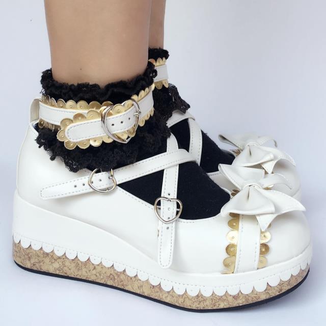 White + Gold & 6cm heel + 3cm platform