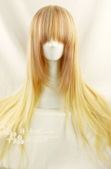 70cm Creamy Yellow X Flaxen Blend Highlighted Lolita Straight Wig