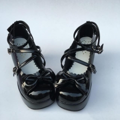 Glossy Black High Platform Lolita Heels Shoes