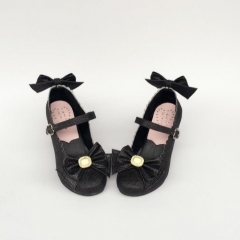 Sweet Black Sequin Lolita Heels Shoes