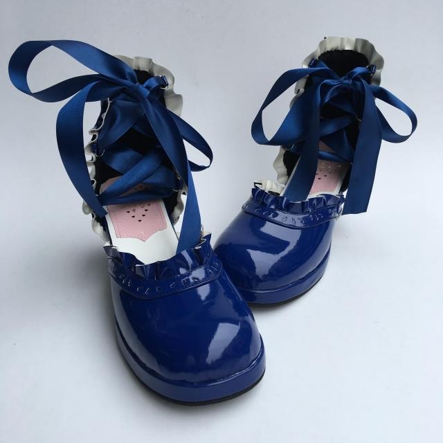 Glossy royal blue & 6.3cm heel + 1cm platform
