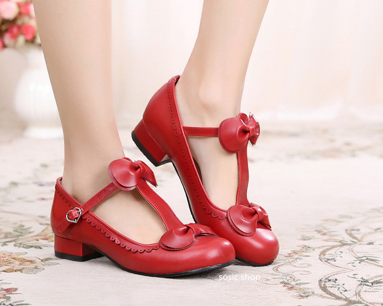 T-straps Sweet Low Heels Lolita Shoes