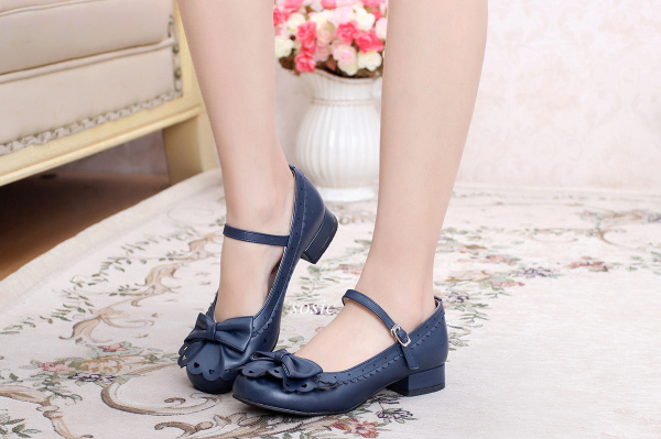 Japanese Round Toe Low Heels Sweet Lolita Shoes