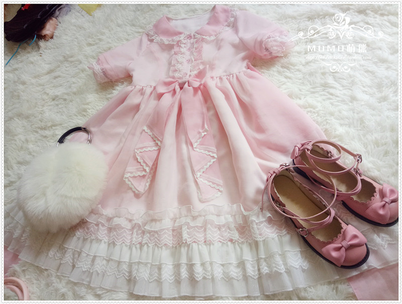 Momo Lolita -Rainbow Candy- Sweet Summer Short Sleeves Lolita OP Dress