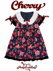 Pretty Rock Baby -Large Cherry- Casual Lolita Dresses and Skirts (Navy Blue X Black Colorway Version)