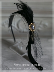 Cutie Creator Vintage Silk Velvet Feathers Lolita Headbow