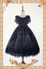 Infanta -Obsidian- Unicolor Classic Lolita Jumper Dress with Cape