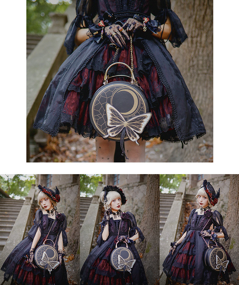 MuFish -Butterfly and Moon- Gothic Lolita Handbag Cross Body Bag