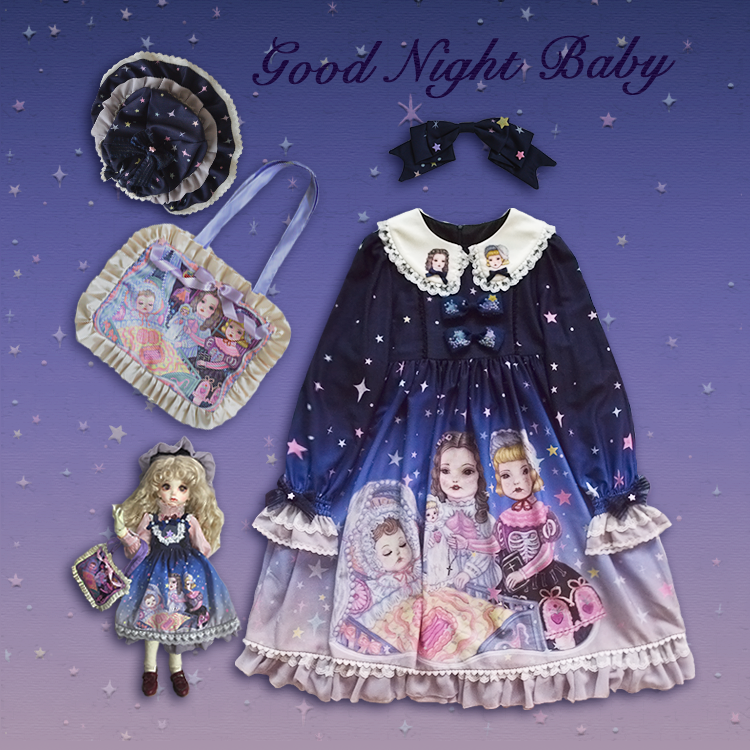 Dolls Party -Good Night, Baby- Sweet Lolita High Waist OP Dress