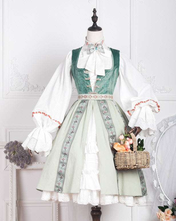 ZJ Story -Anna Polka- Embroidery Vintage Classic Lolita Jumper Dress