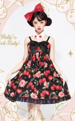 Pretty Rock Baby -Large Cherry- Lolita High Waist Jumper Dress - SAME DAY SHIPPING