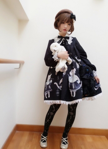 R-series -The Cats' Choir- Gothic Lolita Collar OP Dress